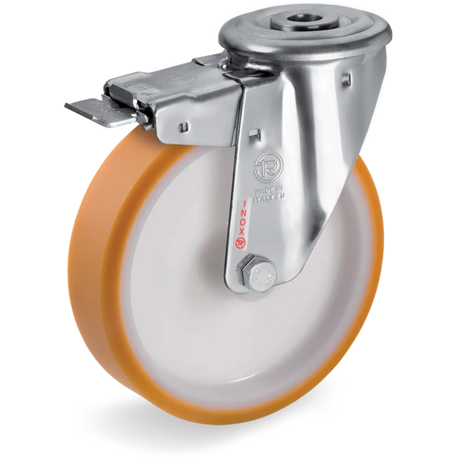 Tellure Rôta 668802 – Rueda giratoria de poliuretano TR Ø100×30 mm con freno