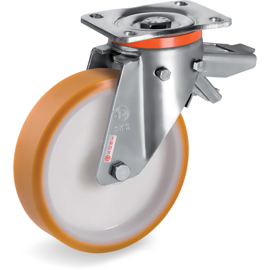 Tellure Rôta 667516 – Rueda giratoria de poliuretano TR Ø200×50 mm con freno