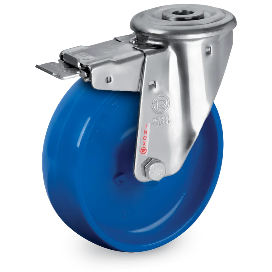 Tellure Rôta 686002BLU – Rueda giratoria de poliamida 6 Ø100×30 mm con freno