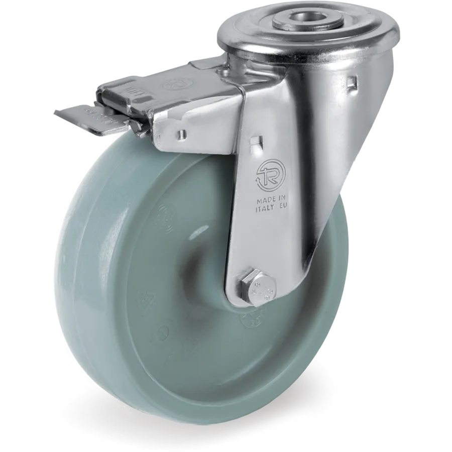 Tellure Rôta 686703GRY – Rueda giratoria de poliamida 6 Ø125×38 mm con freno