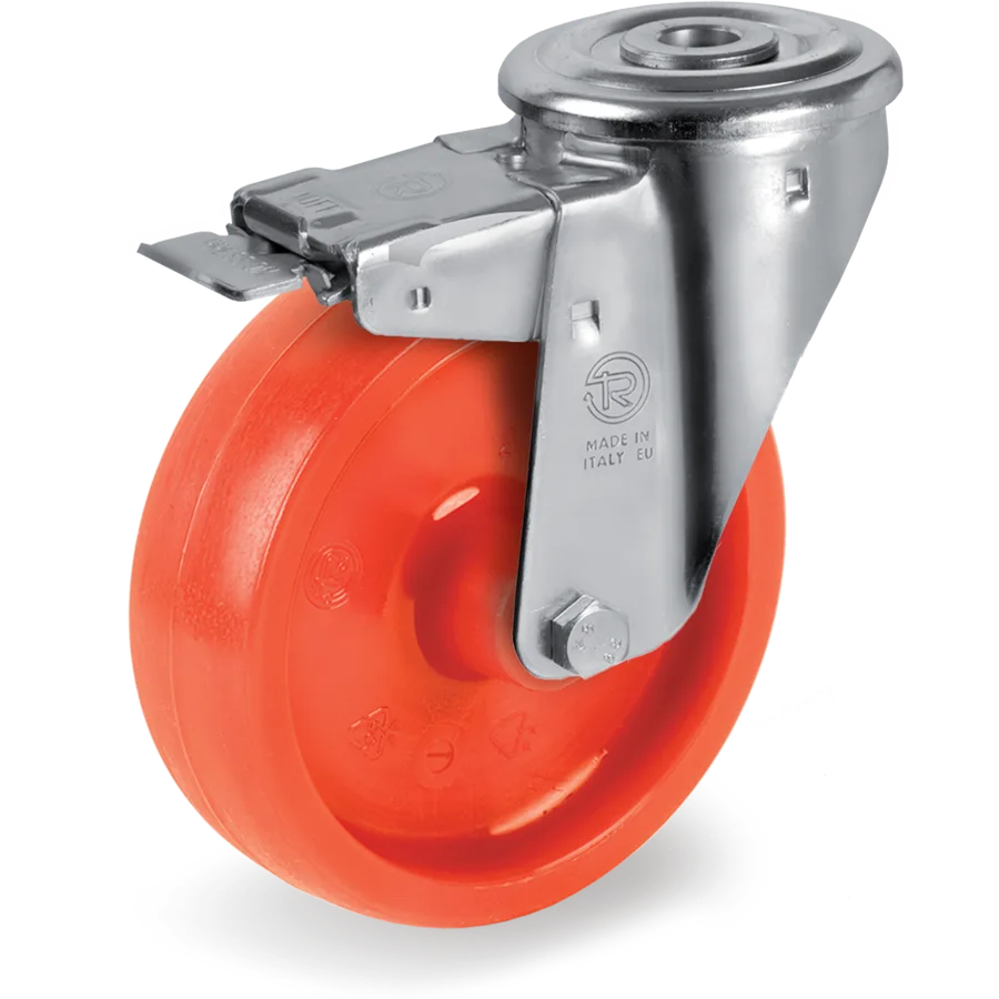 Tellure Rôta 686703ORA – Rueda giratoria de poliamida 6 Ø125×38 mm con freno