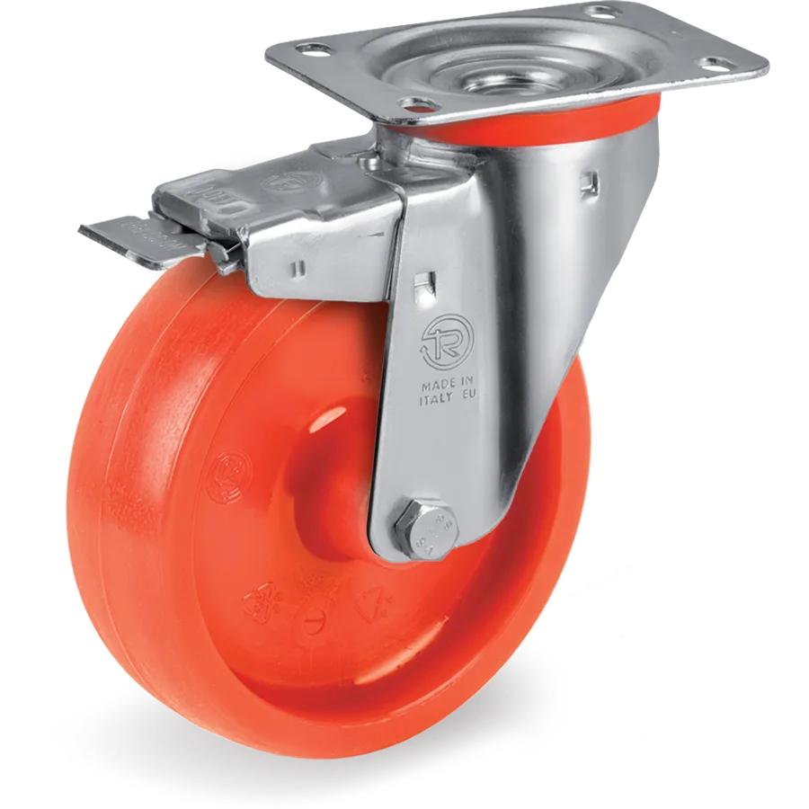 Tellure Rôta 686801ORA – Rueda giratoria de poliamida 6 Ø80×30 mm con freno