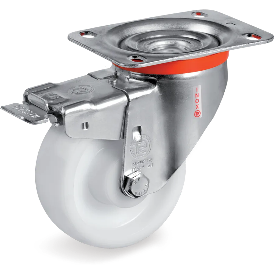 Tellure Rôta 687863 – Rueda giratoria de poliamida 6 Ø125×35 mm con freno