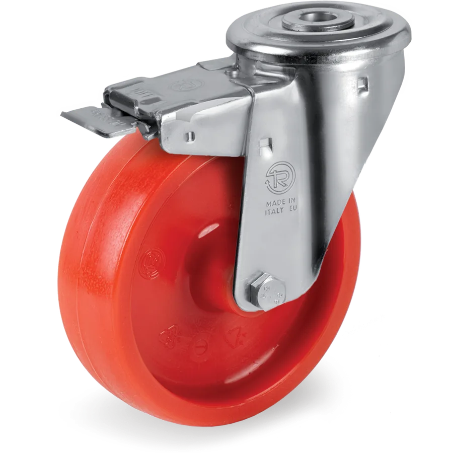 Tellure Rôta 686701RED – Rueda giratoria de poliamida 6 Ø80×30 mm con freno