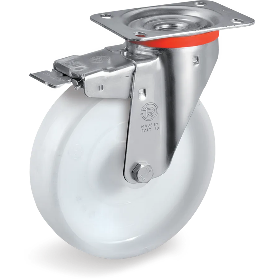 Tellure Rôta 686853 – Rueda giratoria de poliamida 6 Ø125×38 mm con freno