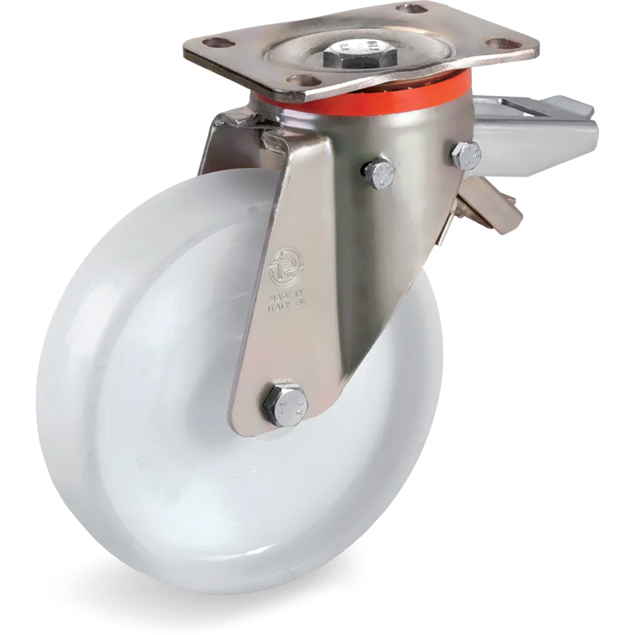 Tellure Rôta 686946 – Rueda giratoria de poliamida 6 Ø200×50 mm con freno