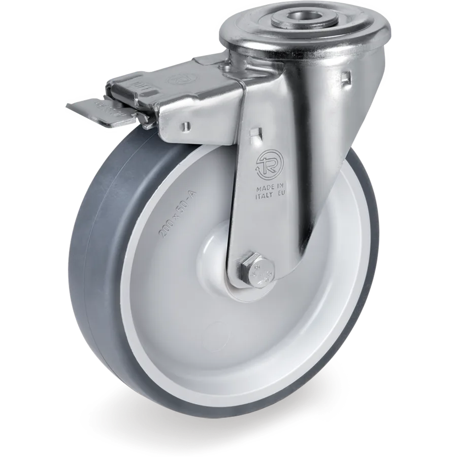 Tellure Rôta 716521 – Rueda giratoria de goma termoplástica Ø80×30 mm con freno