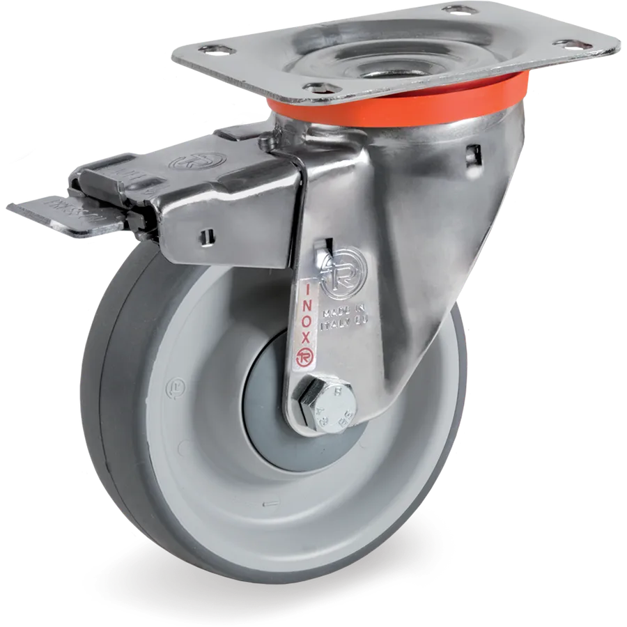 Tellure Rôta 716911 – Rueda giratoria de goma termoplástica Ø150×45 mm con freno