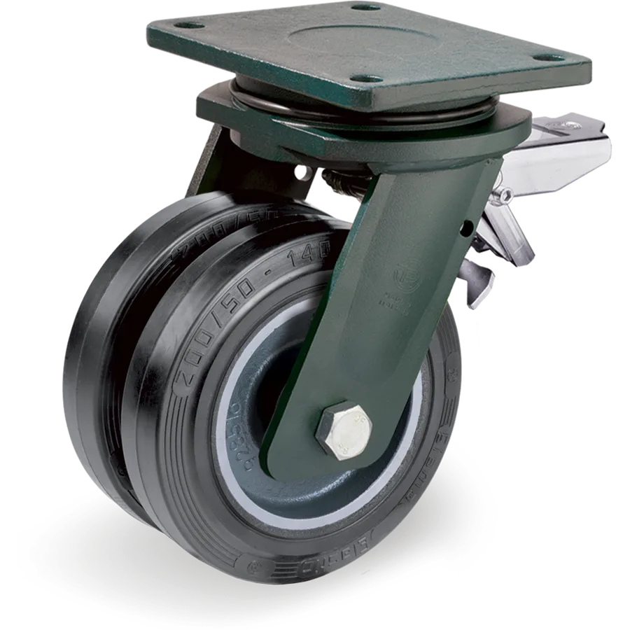 Tellure Rôta 728776 – Rueda giratoria de goma elástica Ø200 mm con freno