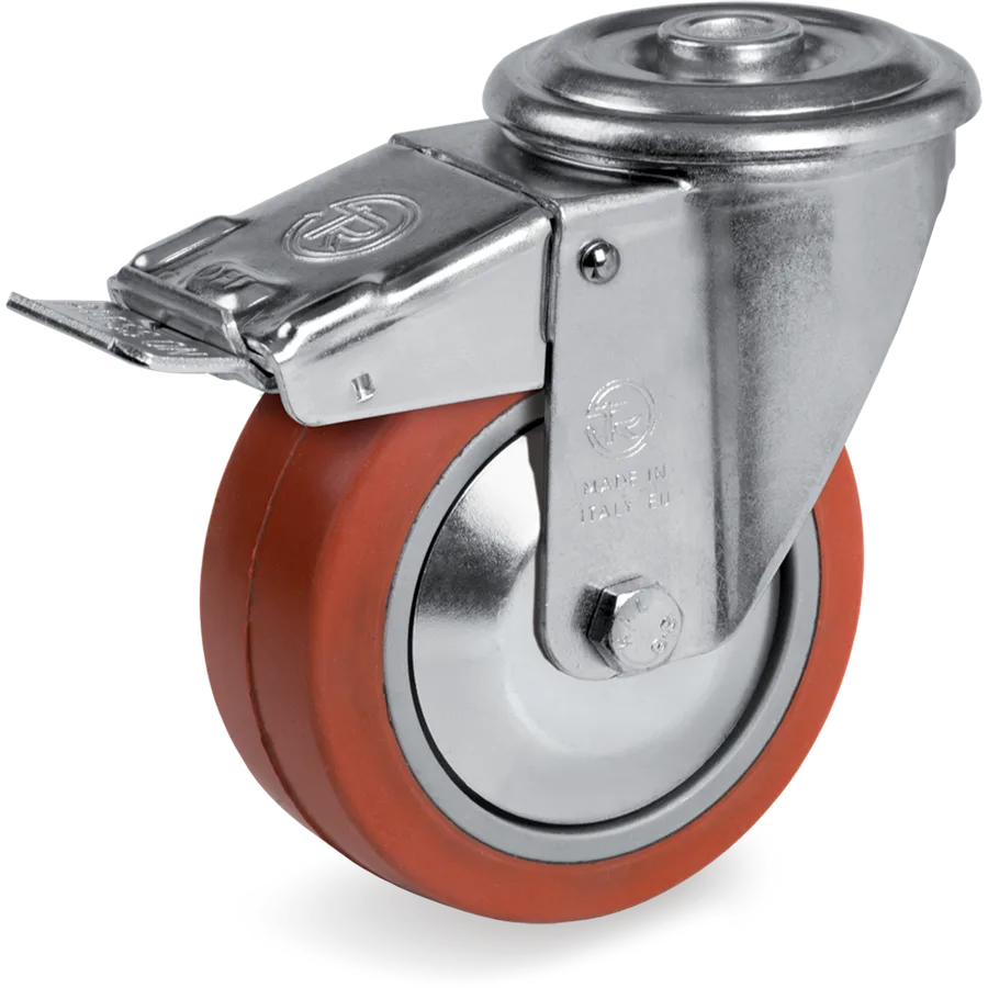 Tellure Rôta 727452PF – Silicone rubber swivel castor Ø100×40 mm with brake