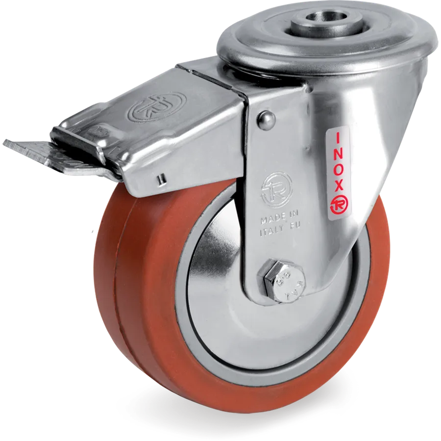 Tellure Rôta 727462PF – Silicone rubber swivel castor Ø100×40 mm with brake