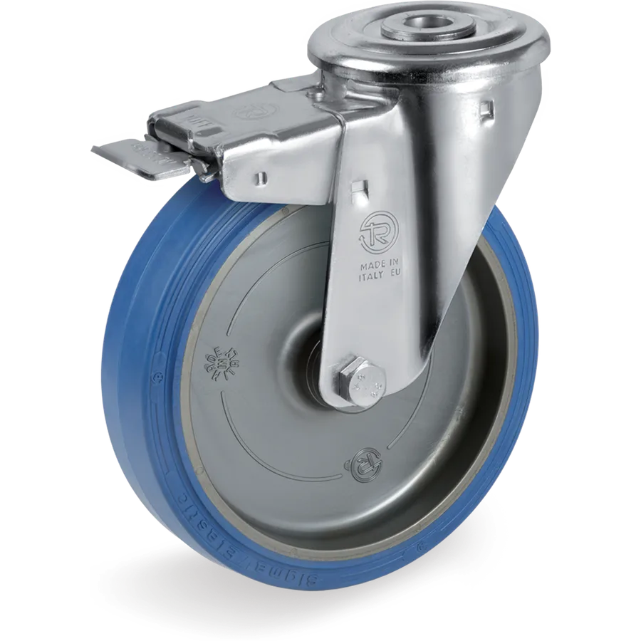 Tellure Rôta 738203 – Elastic rubber swivel castor Ø125×40 mm with brake