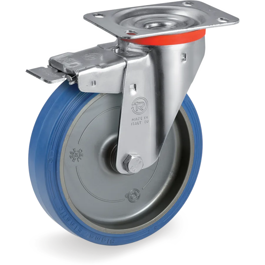 Tellure Rôta 735205 – Elastic rubber swivel castor Ø180×50 mm with brake