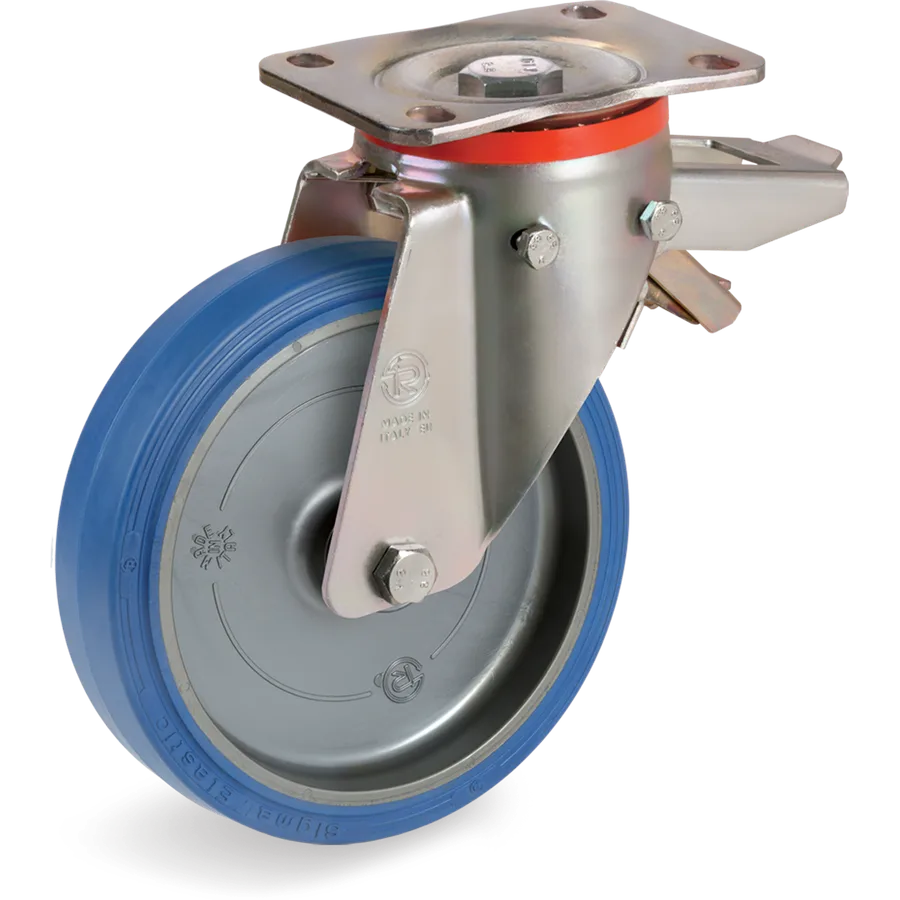 Tellure Rôta 736805 – Elastic rubber swivel castor Ø180×50 mm with brake