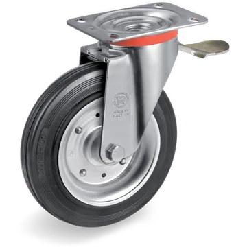 Rueda giratoria de goma Ø160×40 mm con freno