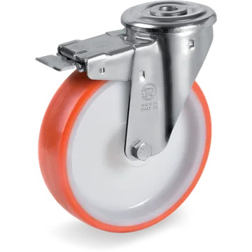 Rueda giratoria de poliuretano termoplástico Ø150×35 mm con freno