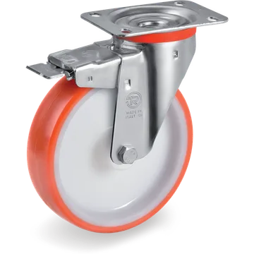 Rueda giratoria de poliuretano termoplástico Ø80×30 mm con freno
