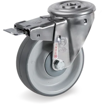 Rueda giratoria de goma termoplástica Ø200×50 mm con freno
